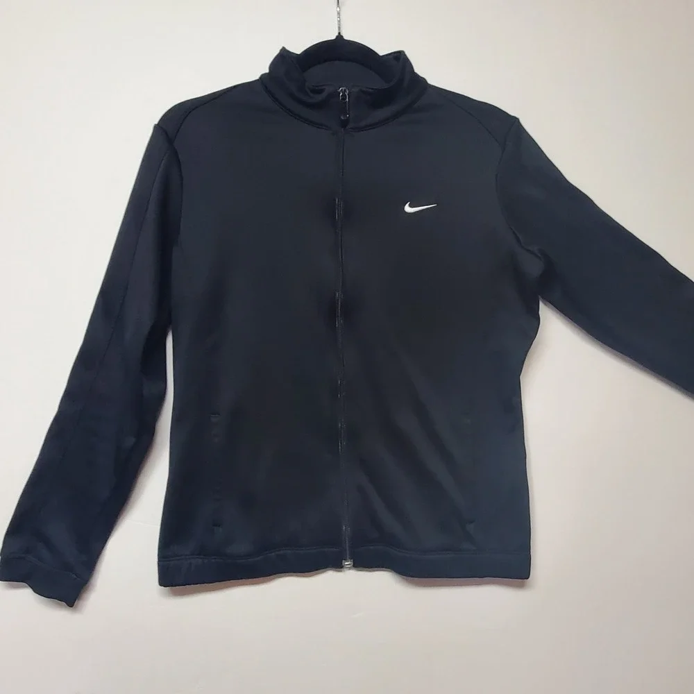 Vintage Therma- Fit Track Unisex Jacket Womens Sz M Black‎ 4 Pockets Nike Swoosh